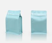 La cremallera plástica que empaqueta la parte inferior plana azul mate de encargo del bolso de café de la impresión empaqueta 250g, 1lb, 2Lb
